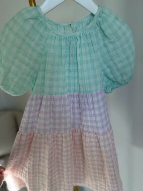 Zara Gingham Puff Sleeve Dress